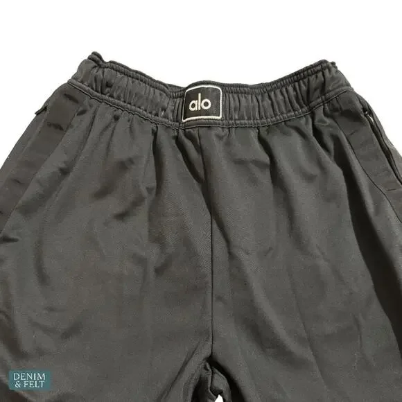 Alo Yoga Prizewinner Track Pants Black Wide Leg Logo Waistband Athleisure Small - Picture 9 of 13